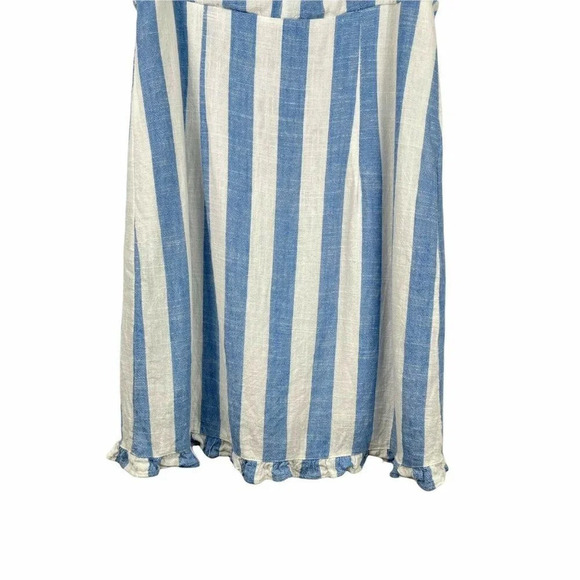 Forever 21 Tank Top Women’s Sz S Blue White Striped Sweetheart Ruffle Sleeveless - Picture 5 of 11